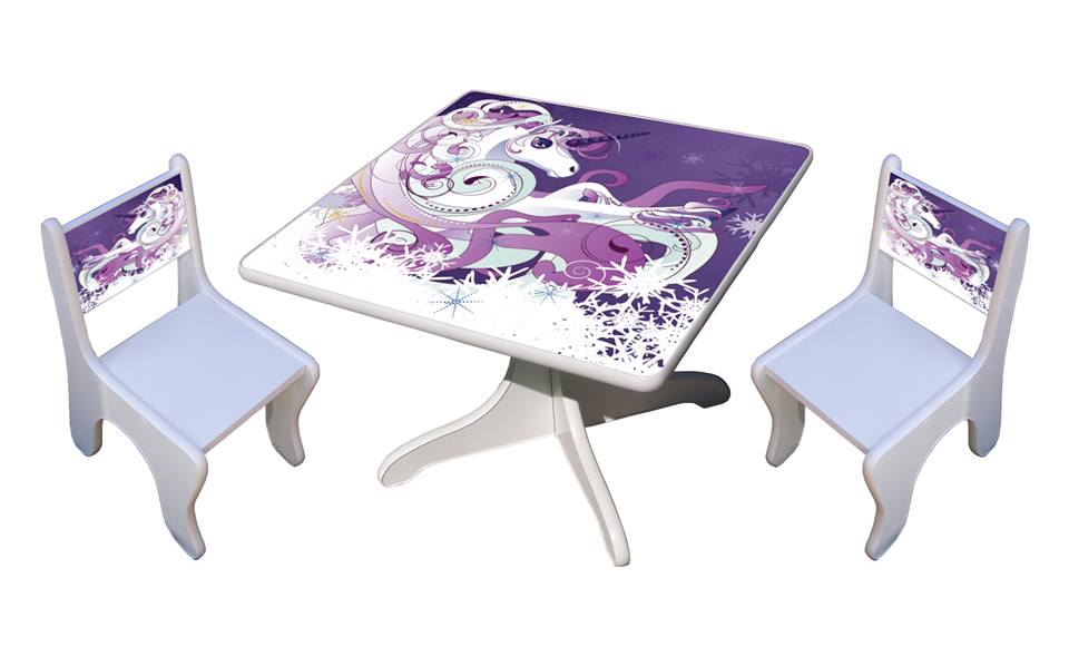 Becks stolík + 2x stolička Jednorožec