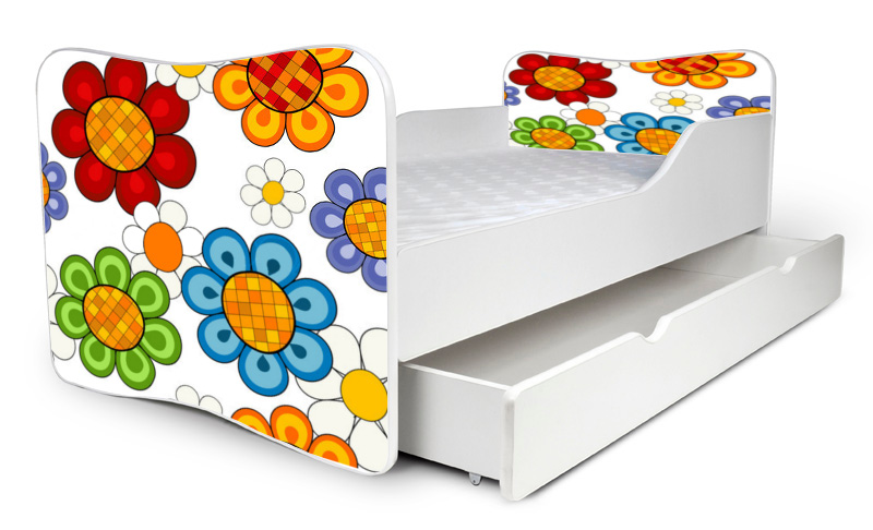 Detská posteľ Kvety mix + šuflík