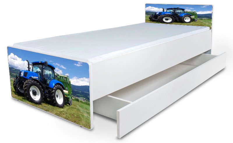 Detská posteľ bez bočníc Tractor real1+ šuflík