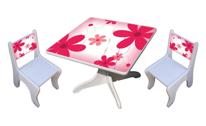 Becks stolík + 2x stolička Kvety