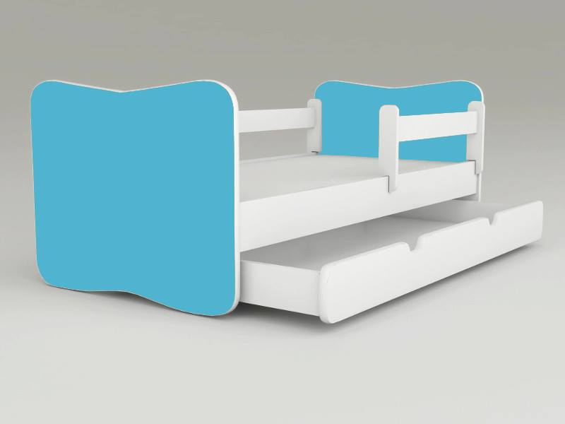 Detská posteľ s odnímateľnými bočnicami + šuflík Blue