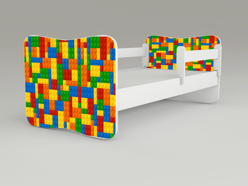 Detská posteľ s odnímateľnými bočnicami Legová kocka