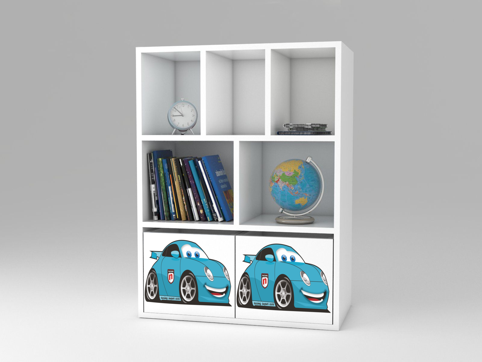 Becks regál + 2x box Auto modré