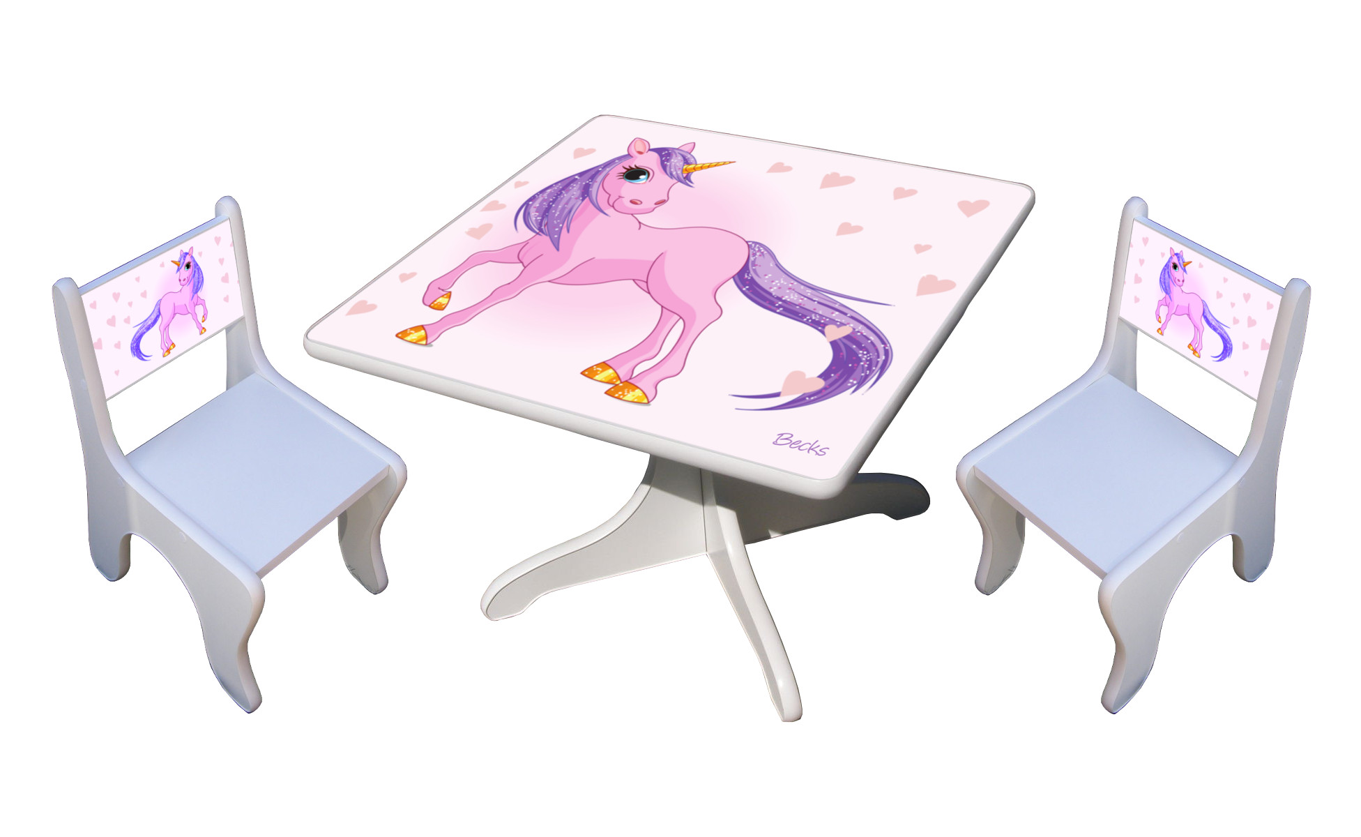 Becks stolík + 2x stolička koník