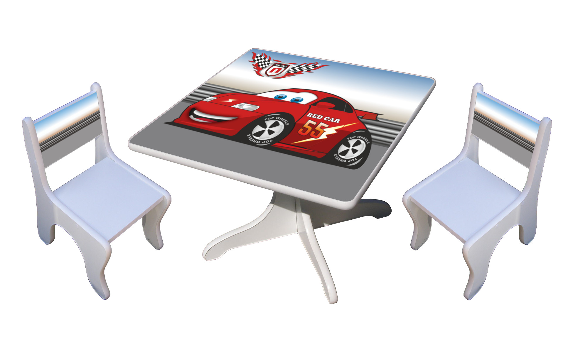 Becks stolík + 2x stolička Auto červené