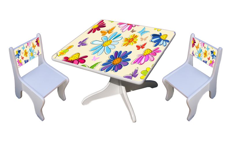 Becks stolík + 2x stolička Sedmokrásky