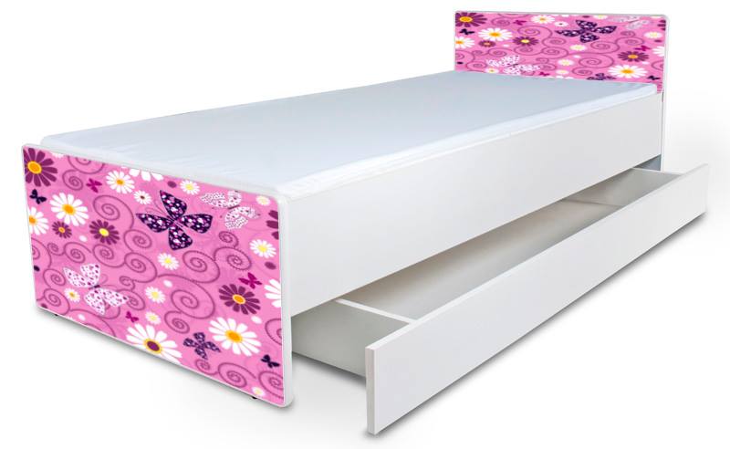 Detská posteľ bez bočníc Pink Red + šuflík