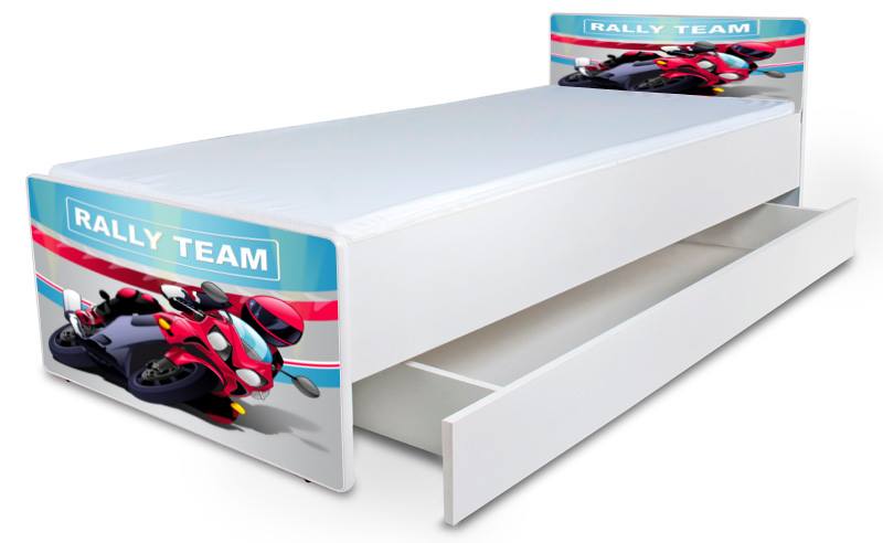 Detská posteľ bez bočníc Motorka + šuflík